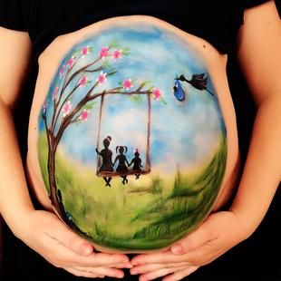 Spring Belly Painting by Marina Krmek