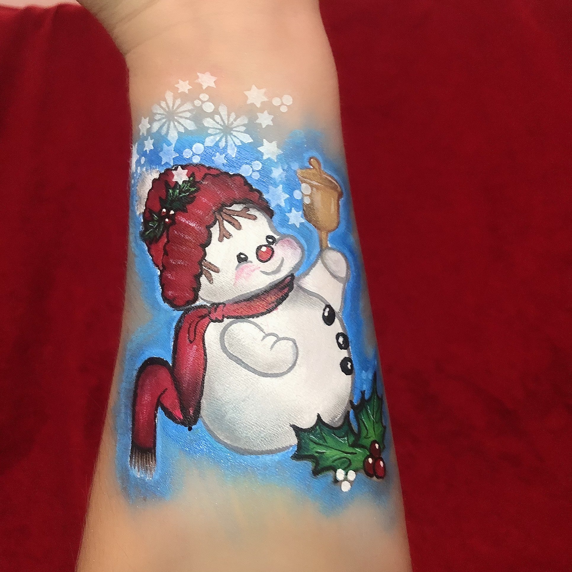 Cute Snowman Face Paint Design by Marina Krmek