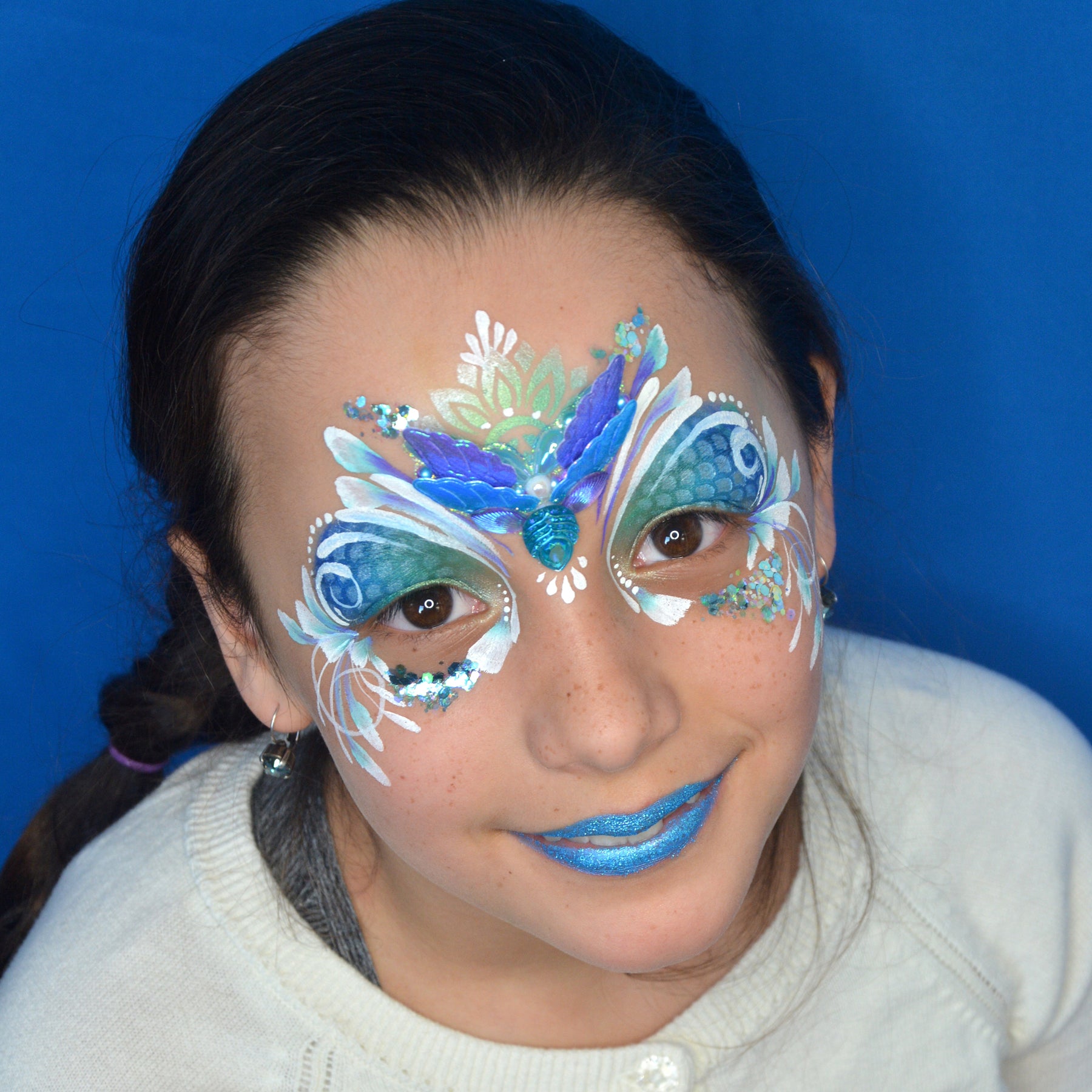 Bling Mermaid Tail Face Paint Design by Pam Kinneberg