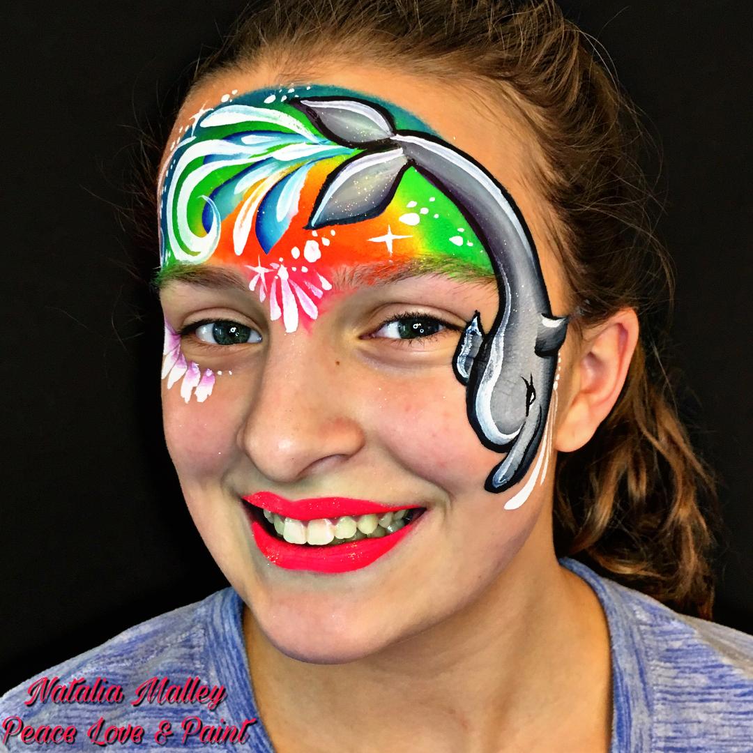 One-Stroke Rainbow Dolphin Video Tutorial by Natalia Malley