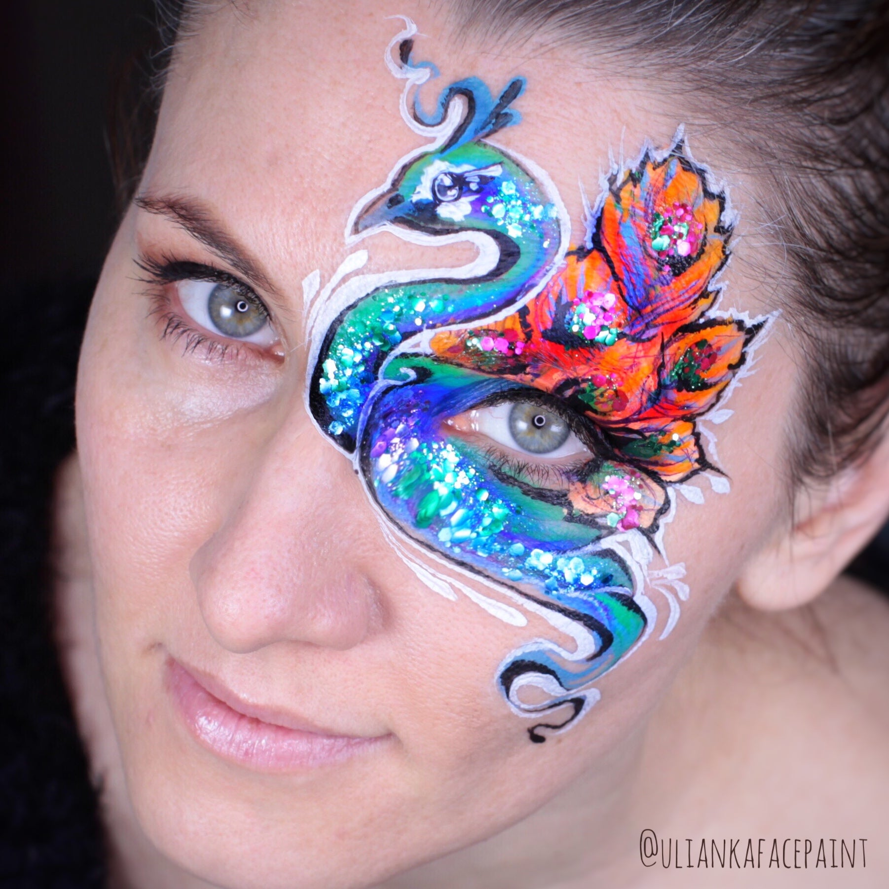 Peacock Face Paint Design by Ulianka