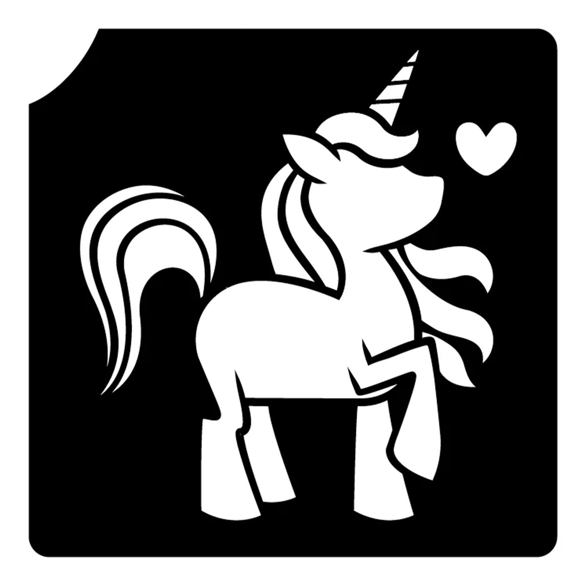 Art Factory Glitter Tattoo Stencil - Cute Unicorn with Heart 204 (5/PK)