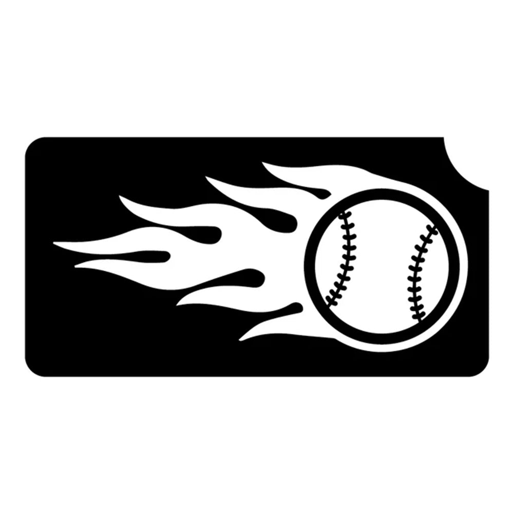 Art Factory Glitter Tattoo Stencil - Baseball with Flames 484 (5/PK)