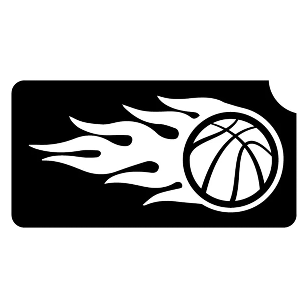 Art Factory Glitter Tattoo Stencil - Basketball with Fire 486 (5/PK)