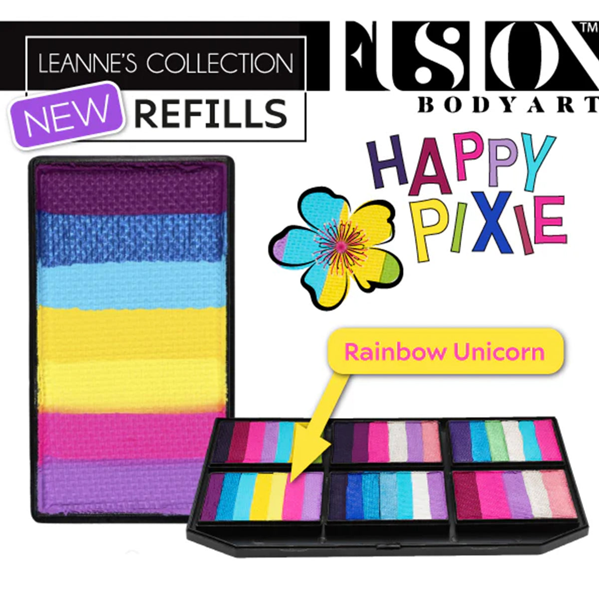 Fusion Body Art Leanne&#39;s Happy Pixie Petal Palette Refill - Rainbow Unicorn (25 gm)