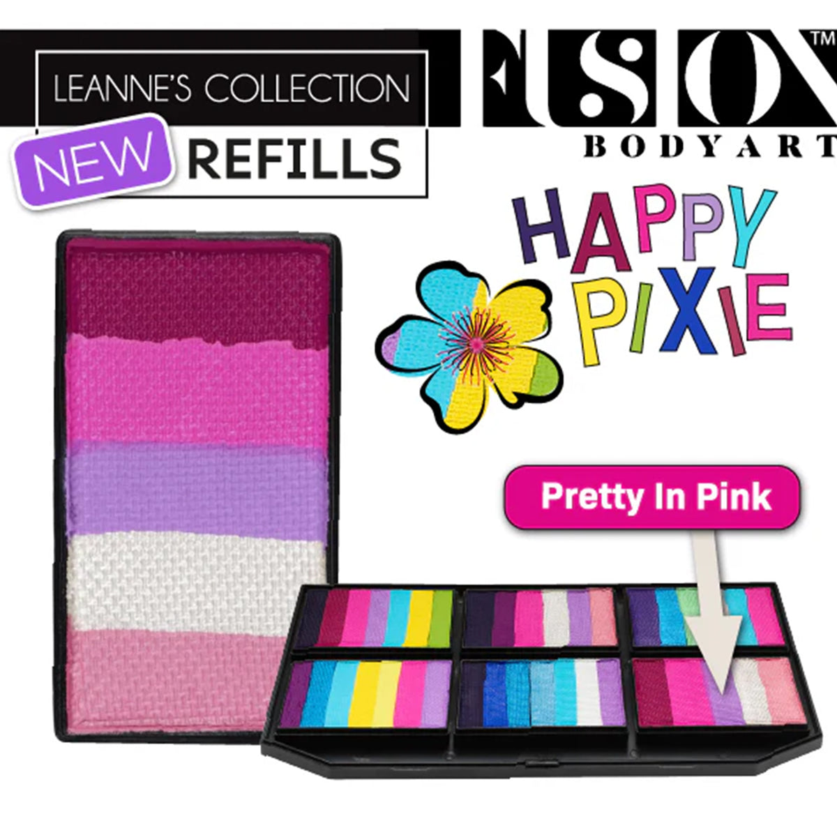 Fusion Body Art Leanne&#39;s Happy Pixie Petal Palette Refill - Pretty in Pink (25 gm)