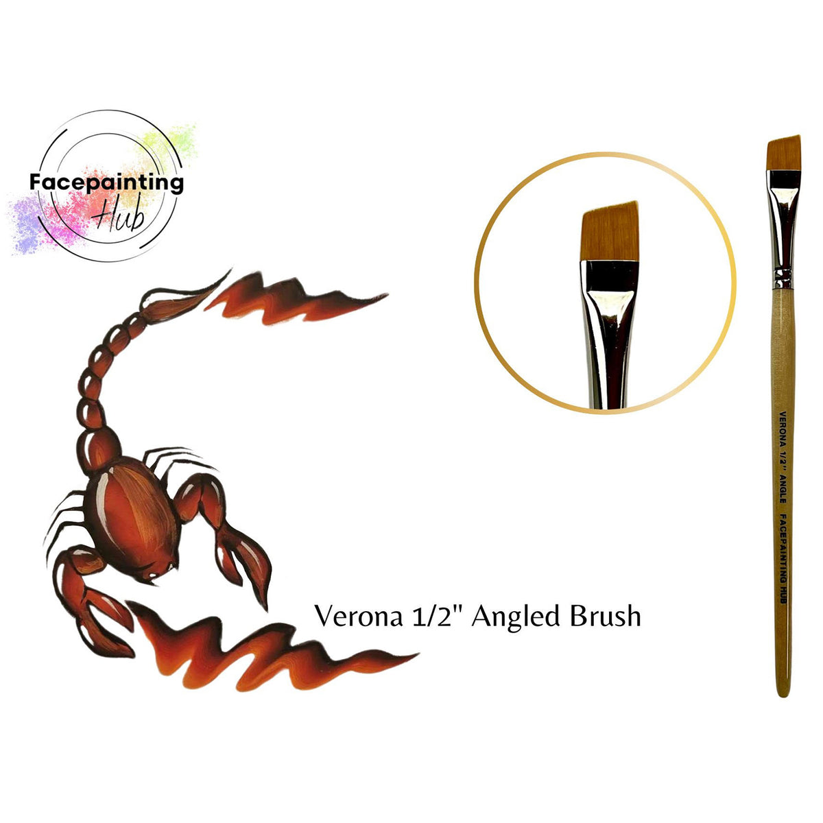 Facepainting Hub Angle Brush Brush- Verona (1/2&quot;)