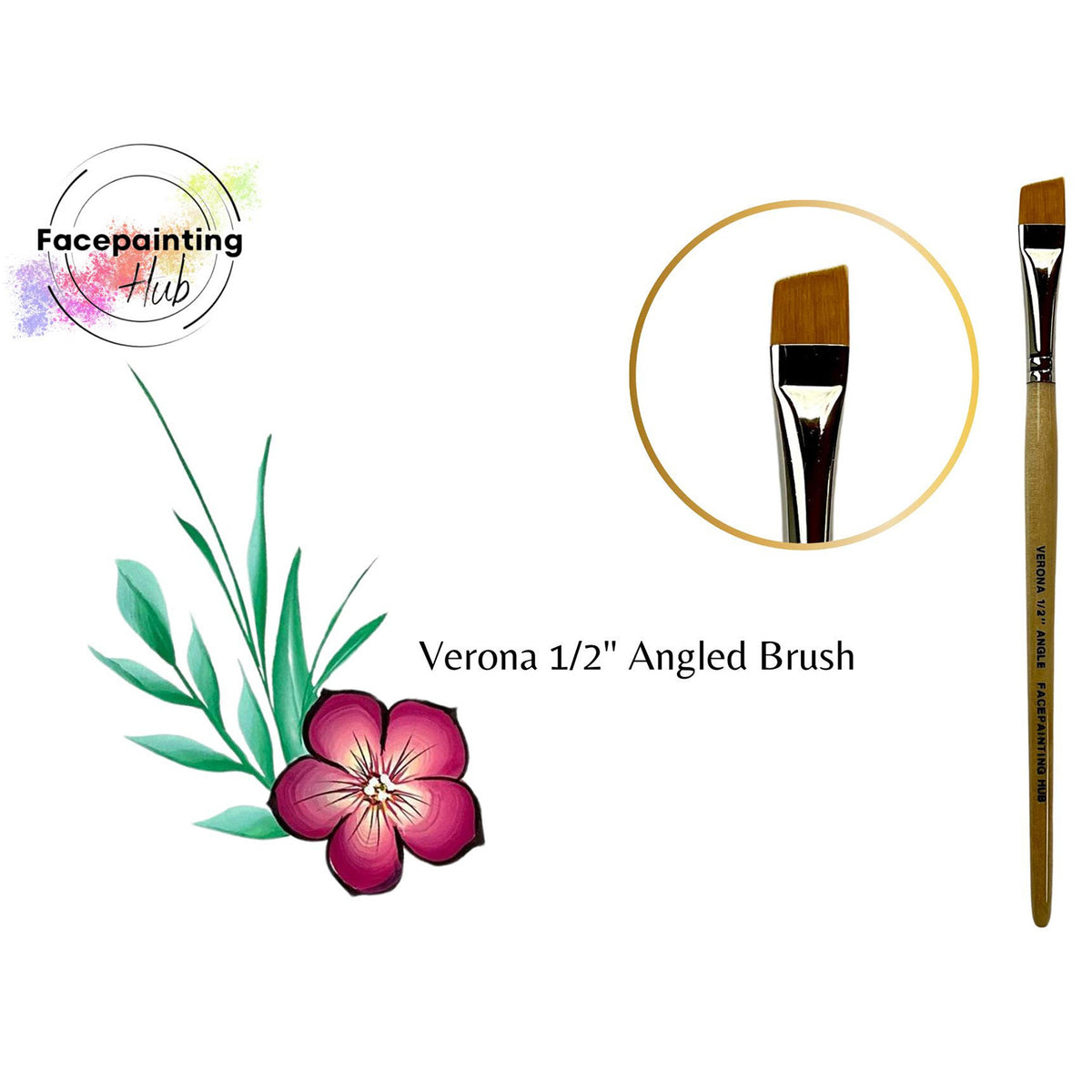 Facepainting Hub Angle Brush Brush- Verona (1/2&quot;)