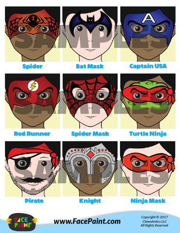 Colorful Face Painting Designs Menu - Boys