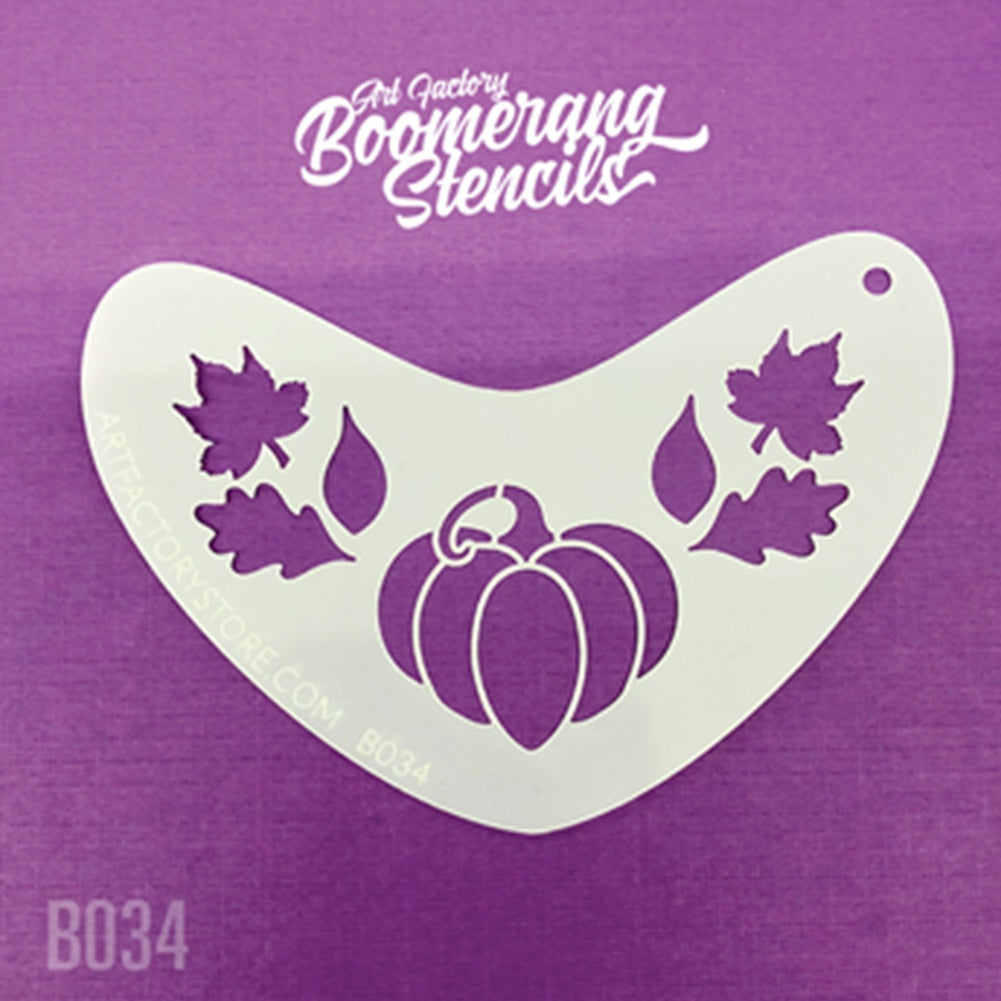 Art Factory Boomerang Stencil - Pumpkin &amp; Leaves Fall Crown (B034)