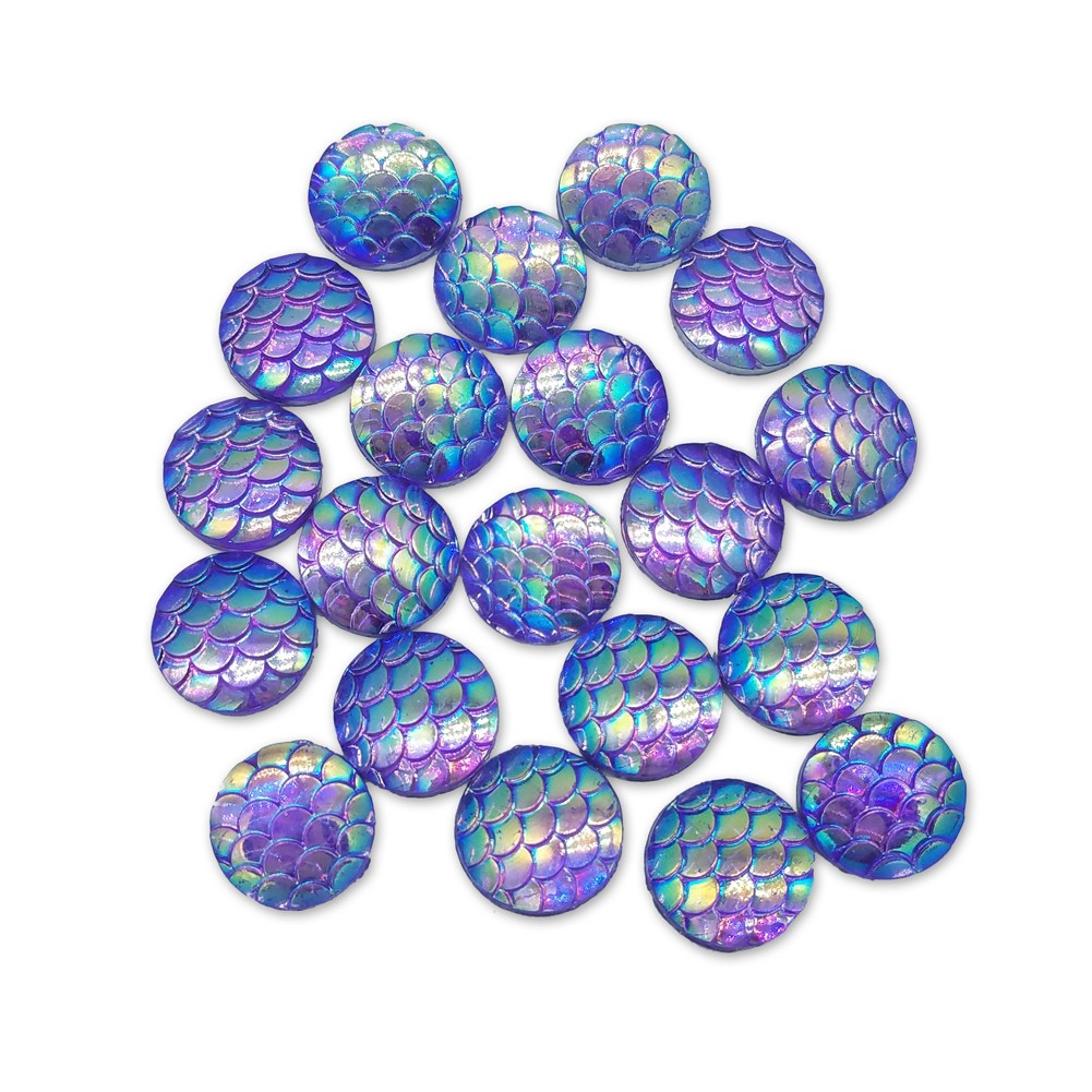 Resin Rhinestone Blings - Flatback, Purple Fish Scale (12 mm, 20/pack)