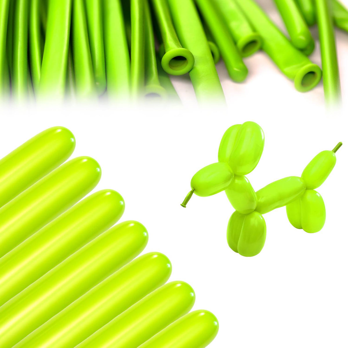 Clownatex 260 Twisting Balloons - Lime Green (100/bag)