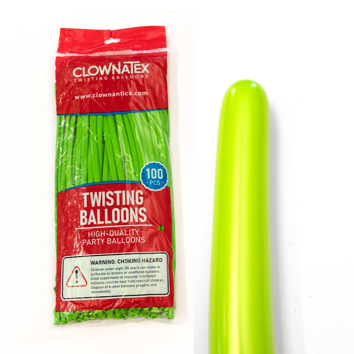 Clownatex 260 Twisting Balloons - Lime Green (100/bag)