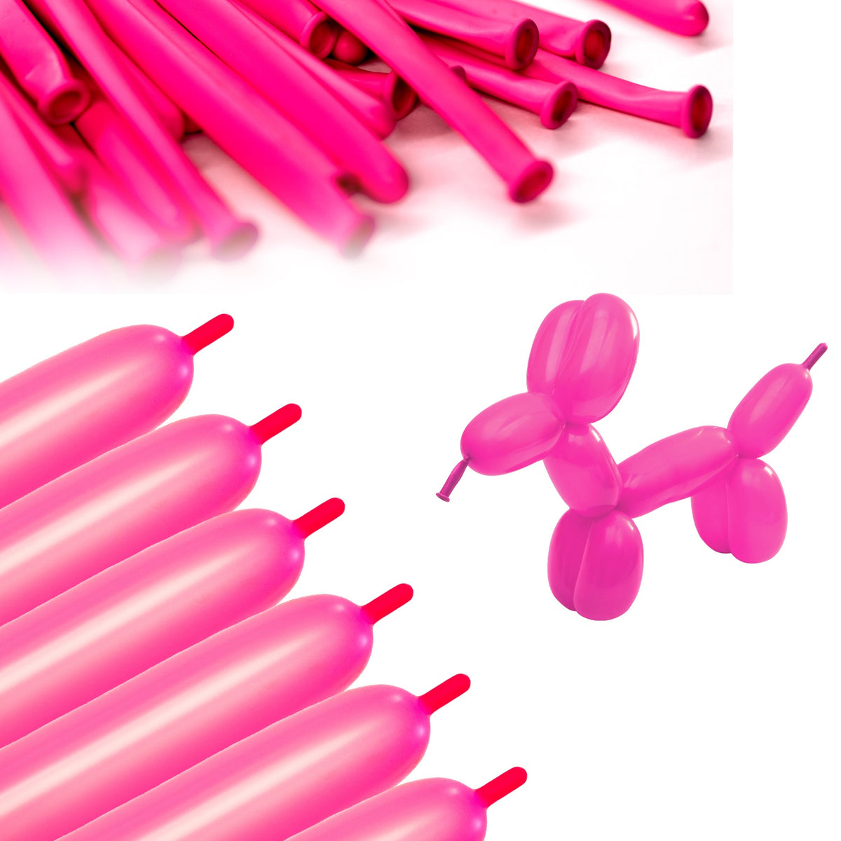 Clownatex 260 Twisting Balloons - Neon Pink (100/bag)