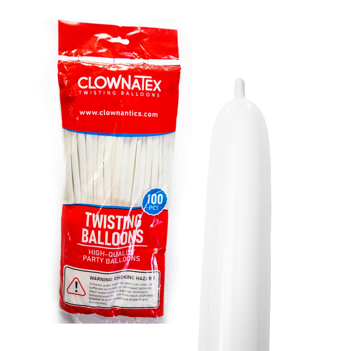 Clownatex 260 Twisting Balloons - White (100/bag)