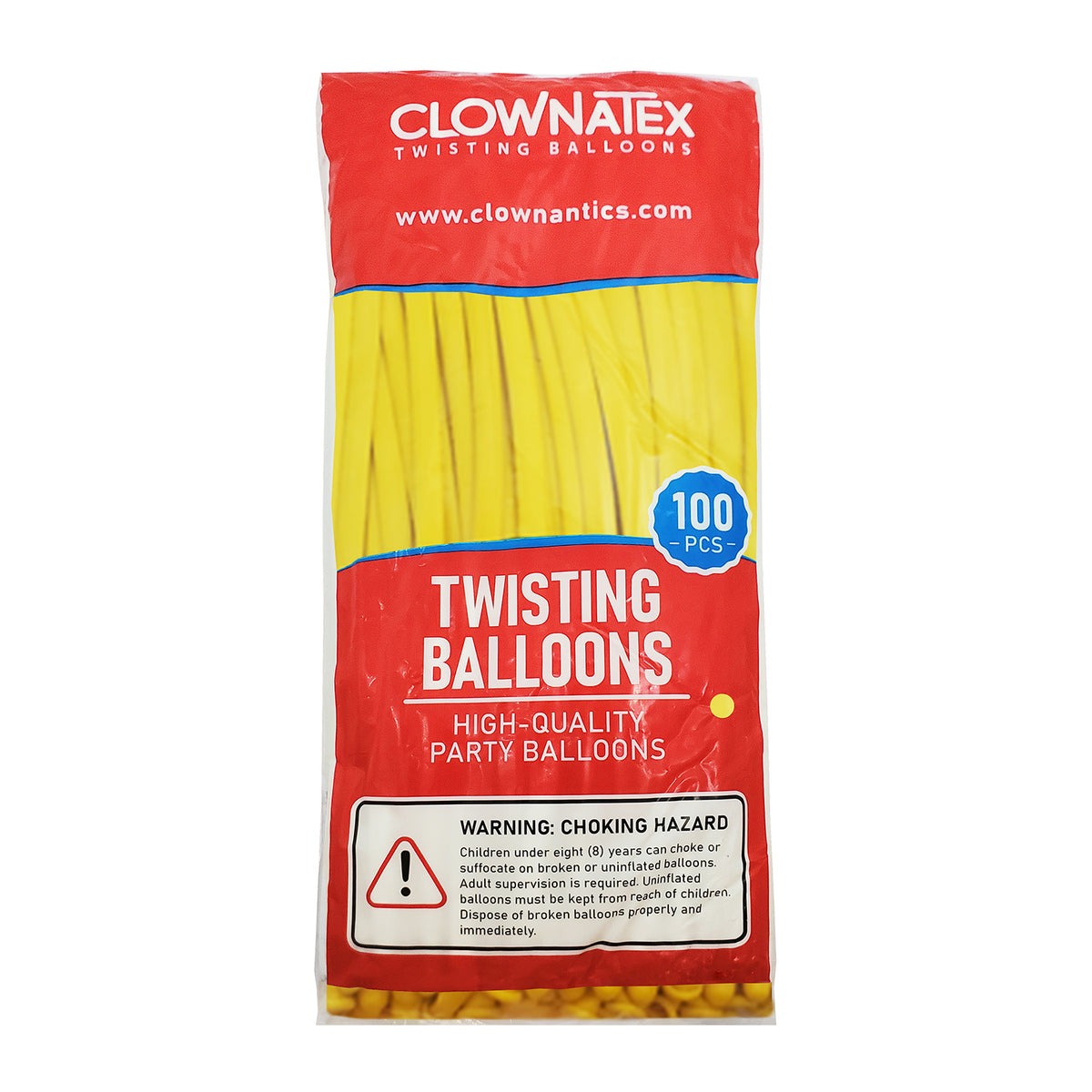 Clownatex 260 Twisting Balloons - Yellow (100/bag)