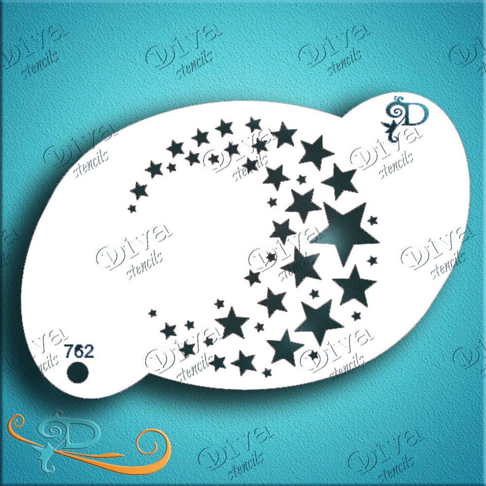 Diva Face Painting Stencil - Moon Stars