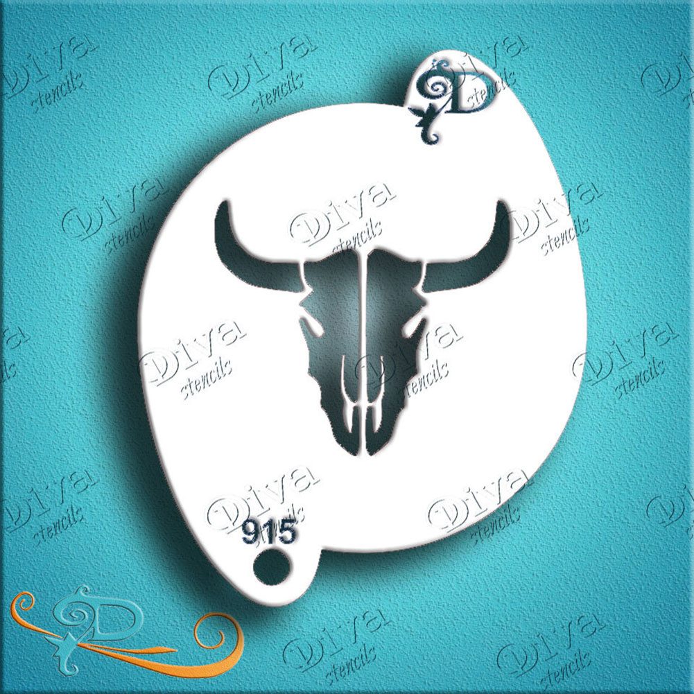 Diva Face Painting Stencil - Cow Skull