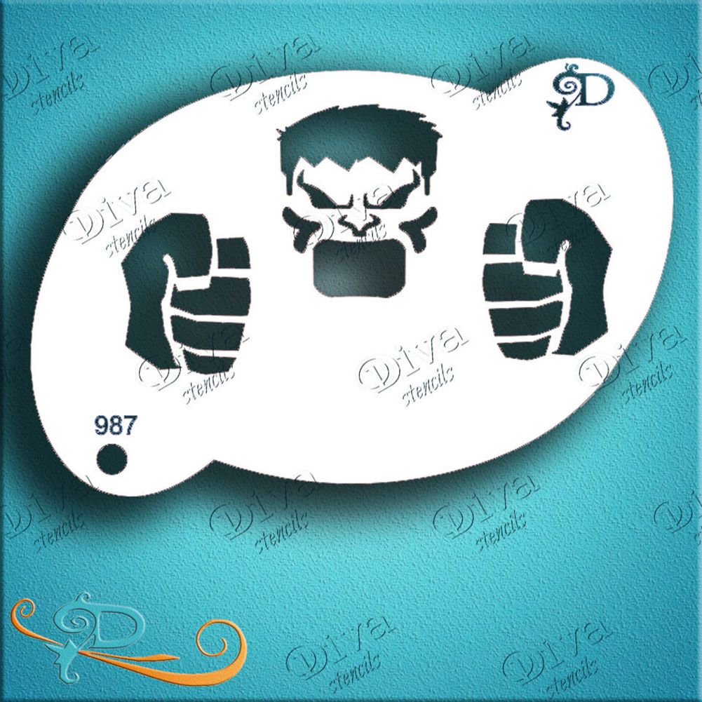 Diva Face Painting Stencil - Hulk Fist 987