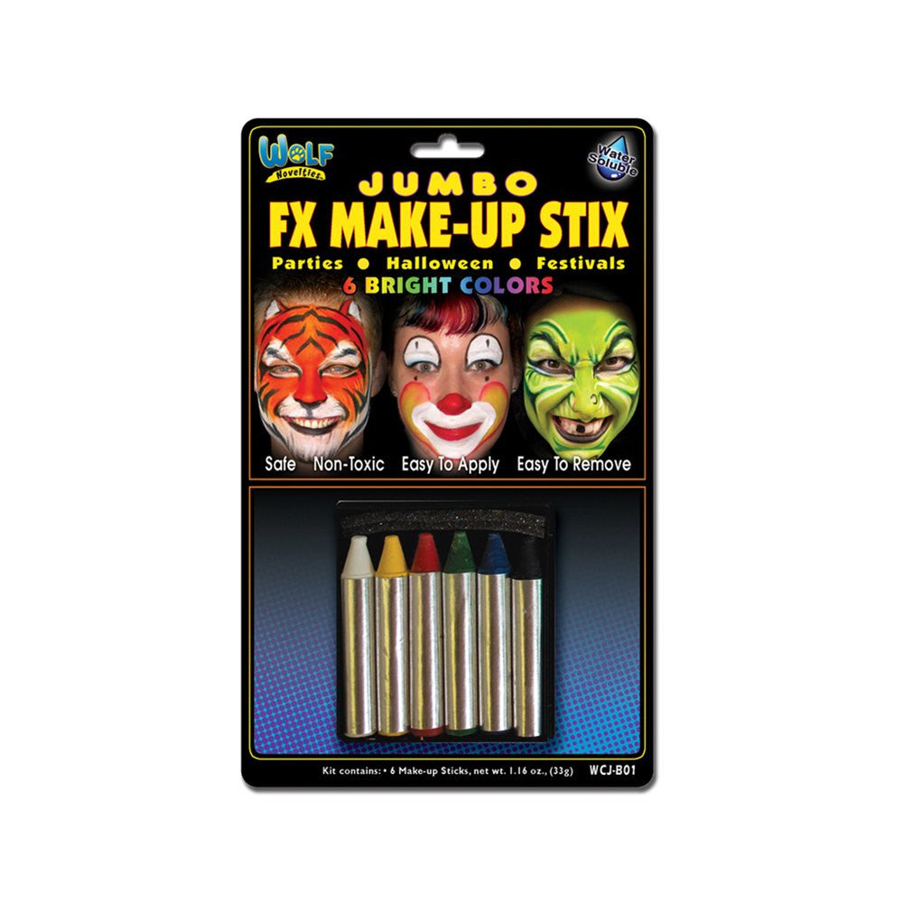 Wolfe Jumbo Face Paint Crayons - Bright (6/box)