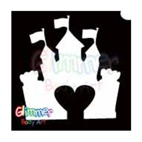 Glimmer Body Art Glitter Tattoo Stencils - Castle Heart (5/pack)