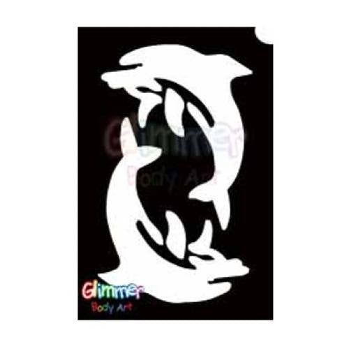 Glimmer Body Art Glitter Tattoo Stencils - Twin Dolphin 2 (5/pack)