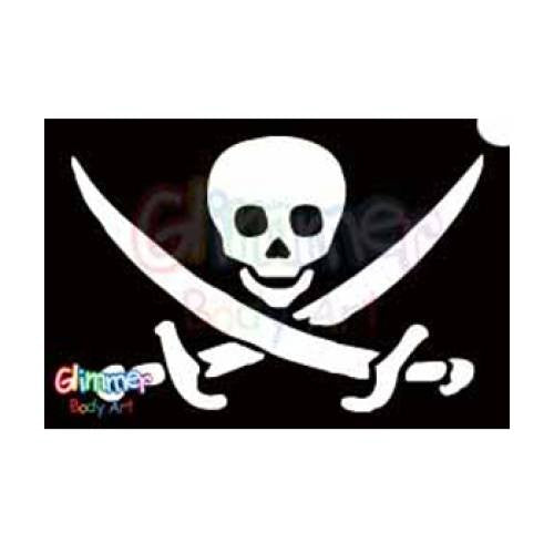 Glimmer Body Art Glitter Tattoo Stencil - Pirate Skull Swords1(5/pack)