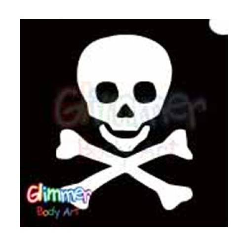 Glimmer Body Art Glitter Tattoo Stencil - Skull &amp; Crossbones 1(5/pack)