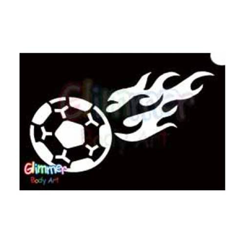 Glimmer Body Art Glitter Tattoo Stencil - Flaming Soccer Ball (5/pack)