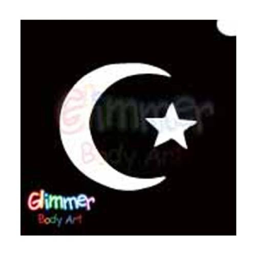 Glimmer Body Art Glitter Tattoo Stencils - Stars &amp; Moon 1 (5/pack)