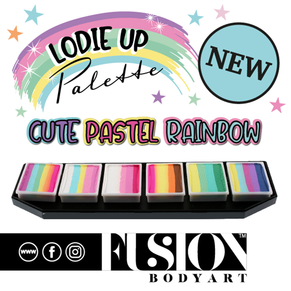 Fusion Body Art Lodie Up Cute Pastel Rainbow Face Painting Palette (6 Cakes/10 gm)