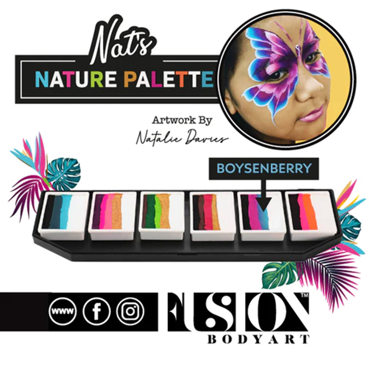 Fusion Body Art Natalee Davies Nature Split Cake Palette (6 Cakes/10 gm)