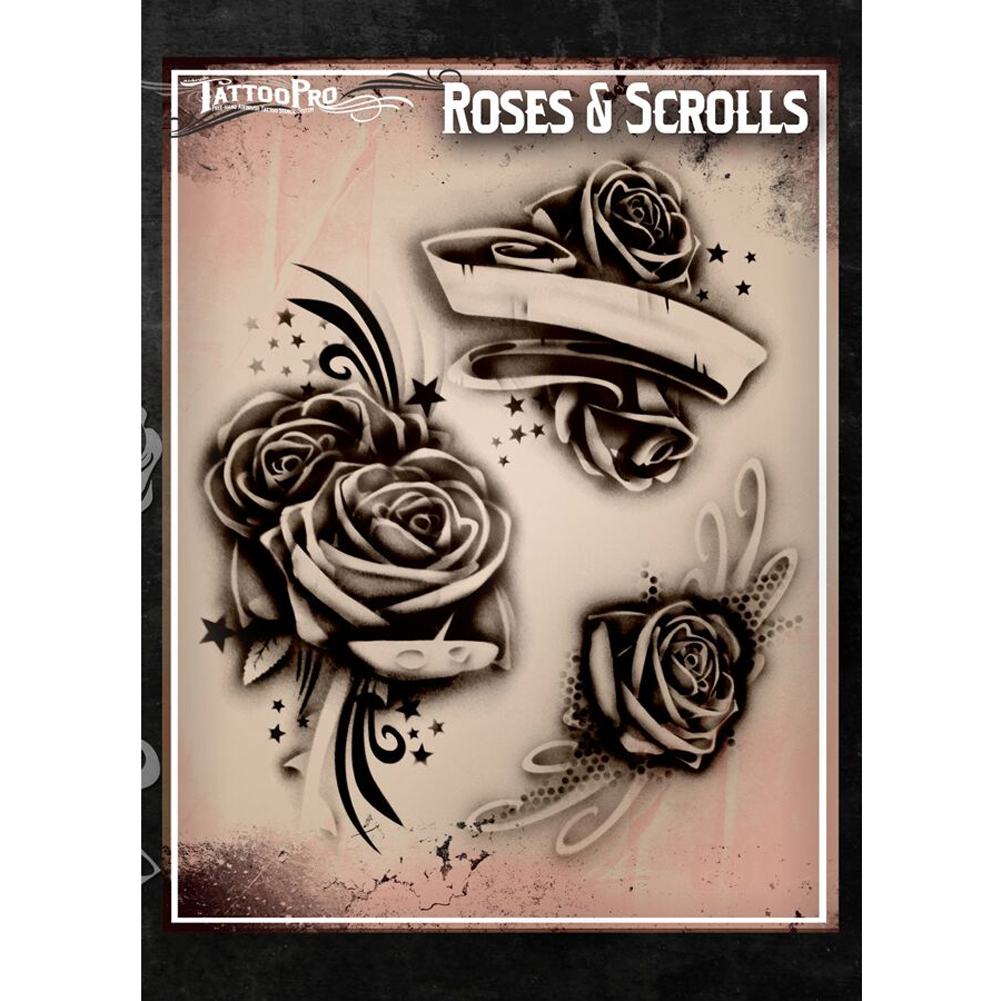 Tattoo Pro Series 1 Stencils - Roses &amp; Scrolls