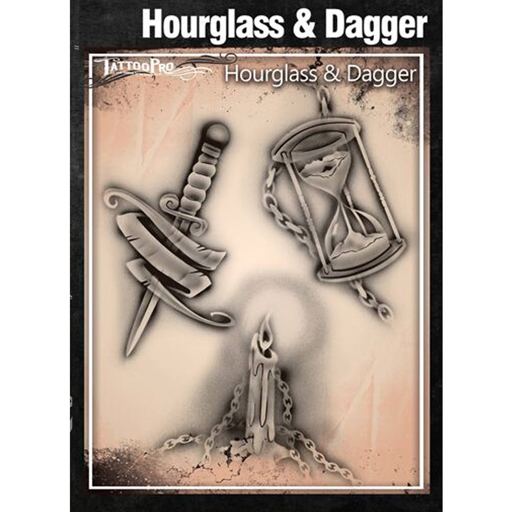 Tattoo Pro Series 2 Stencils - Hourglass &amp; Dagger