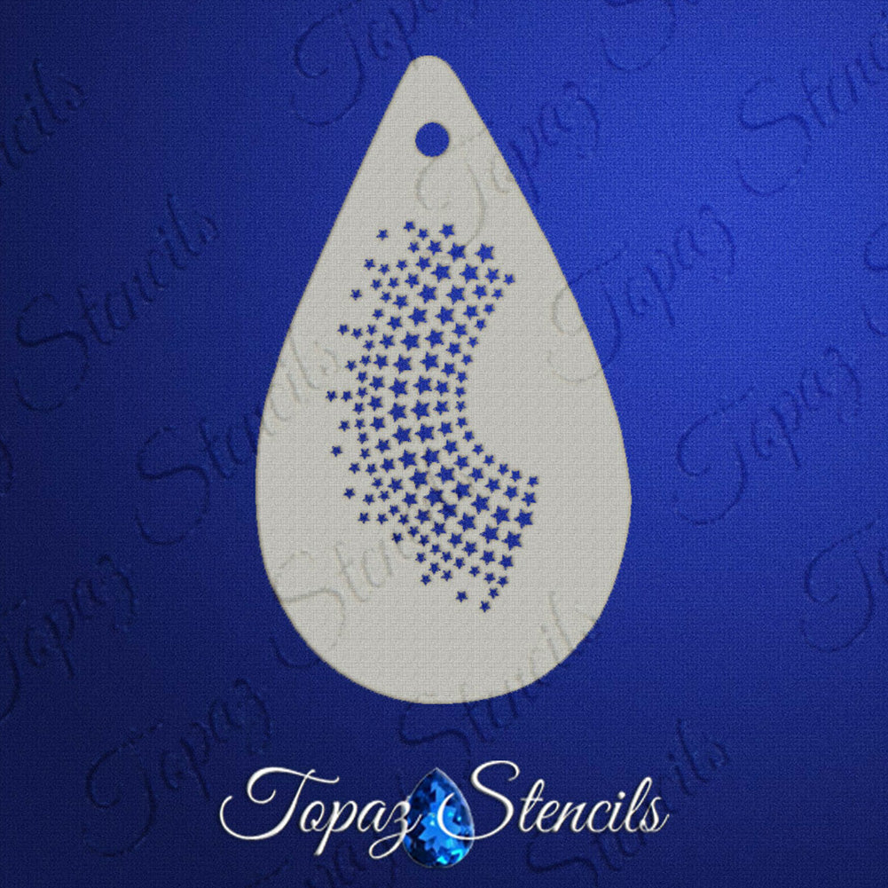 Topaz Face Painting Stencil - Halftone Stars Crescent Eye